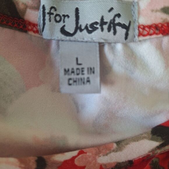 J For Justify Womens Tropical Tank Dress Red Floral Pin Up Flirty Beachy Large - Picture 2 of 8